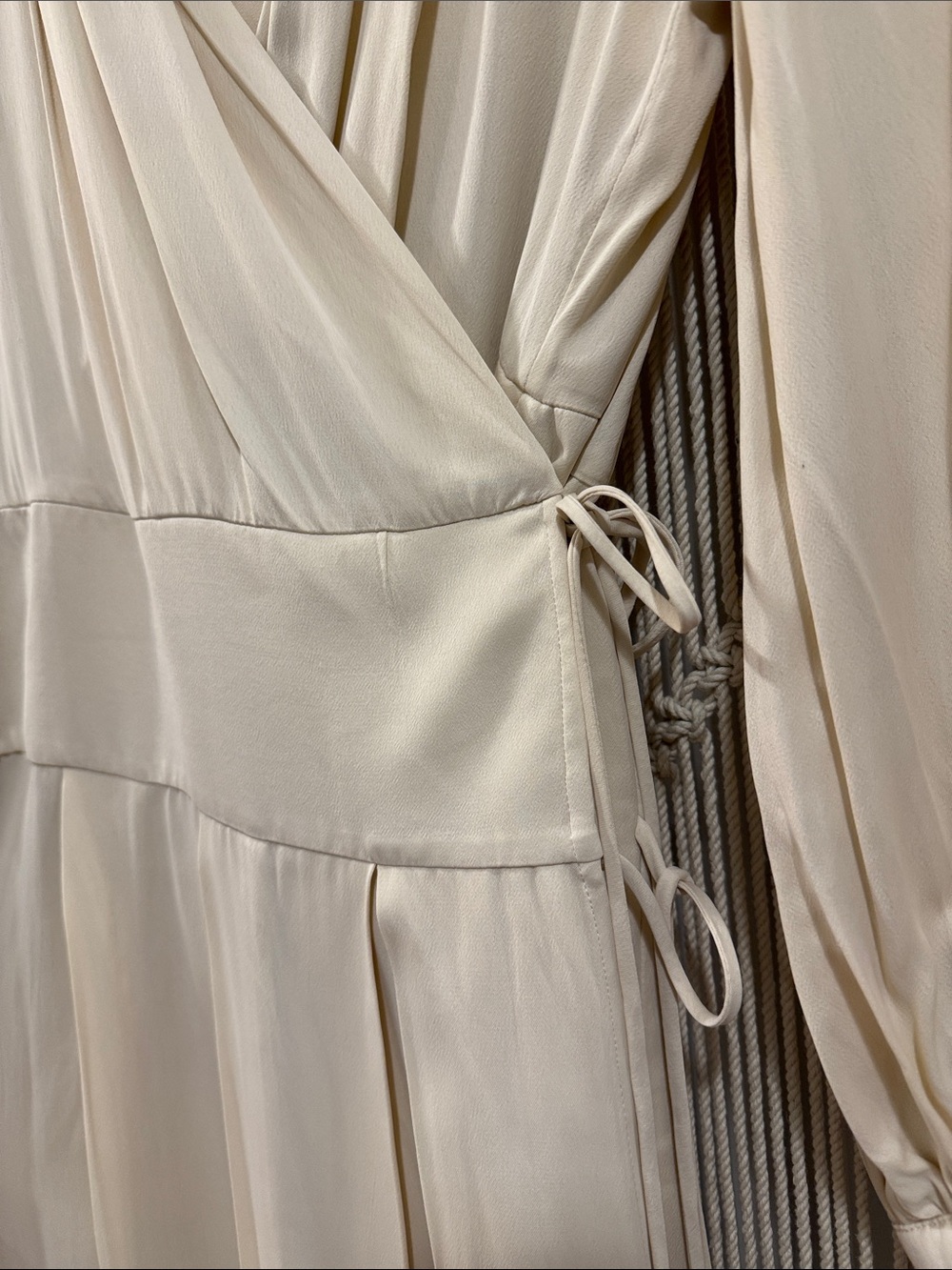 Banana Republic NWT Cream Wrap Midi Multi-Slit Dress with Long Sleeves - Picture 4 of 11